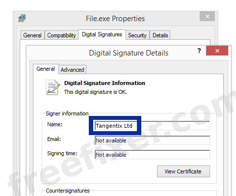 Screenshot of the Tangentix Ltd certificate